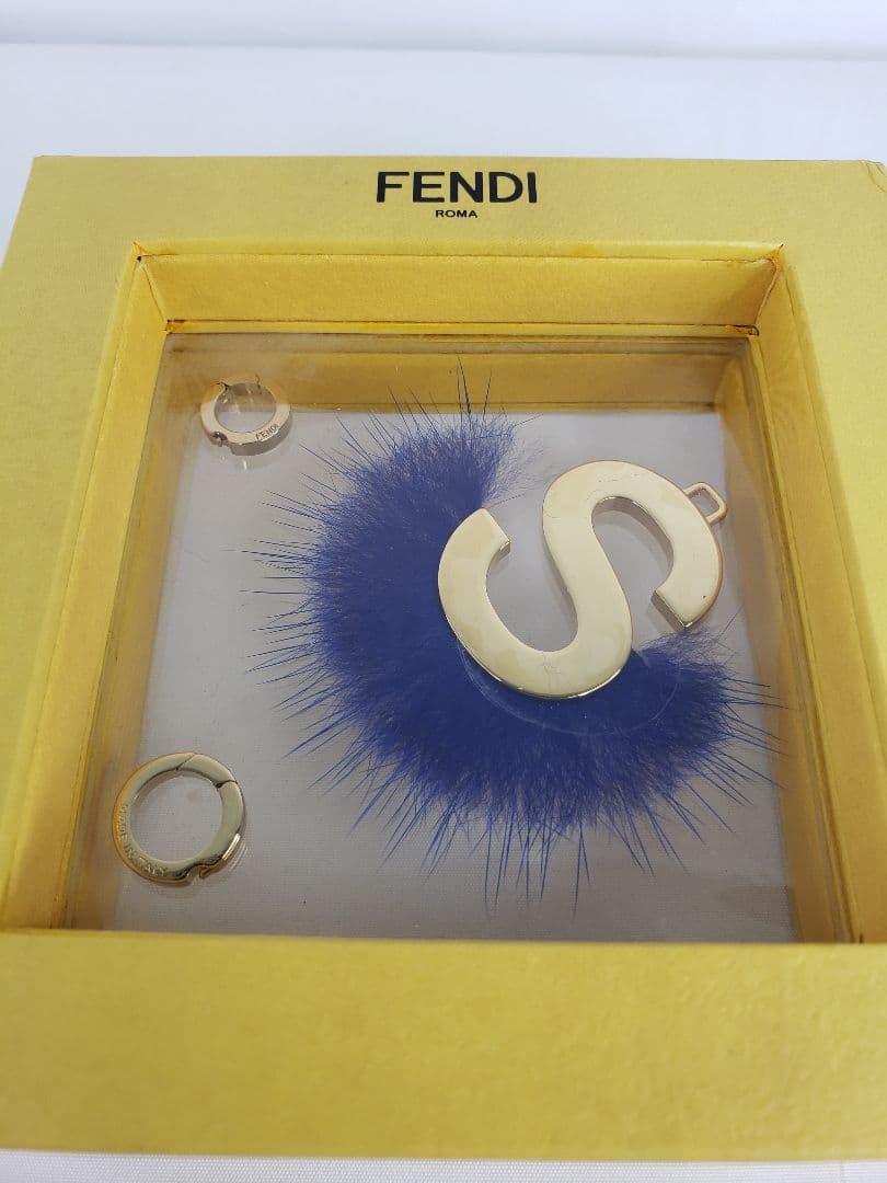 ［フェンディ］ABClick バッグチャーム　ブルーファーS 中古美品    s