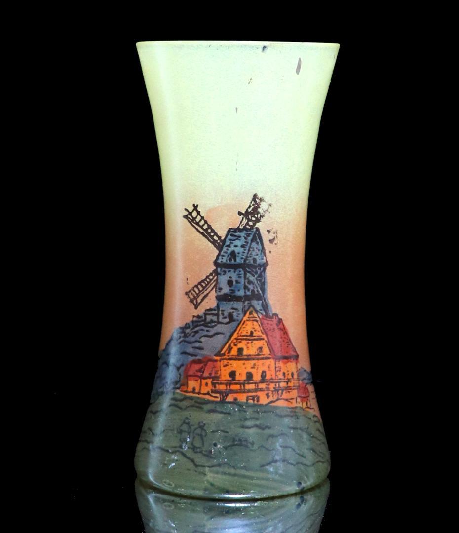 フランソワ・テオドール・ルグラ 1890年頃 レアサイズ 風車のある街 花瓶