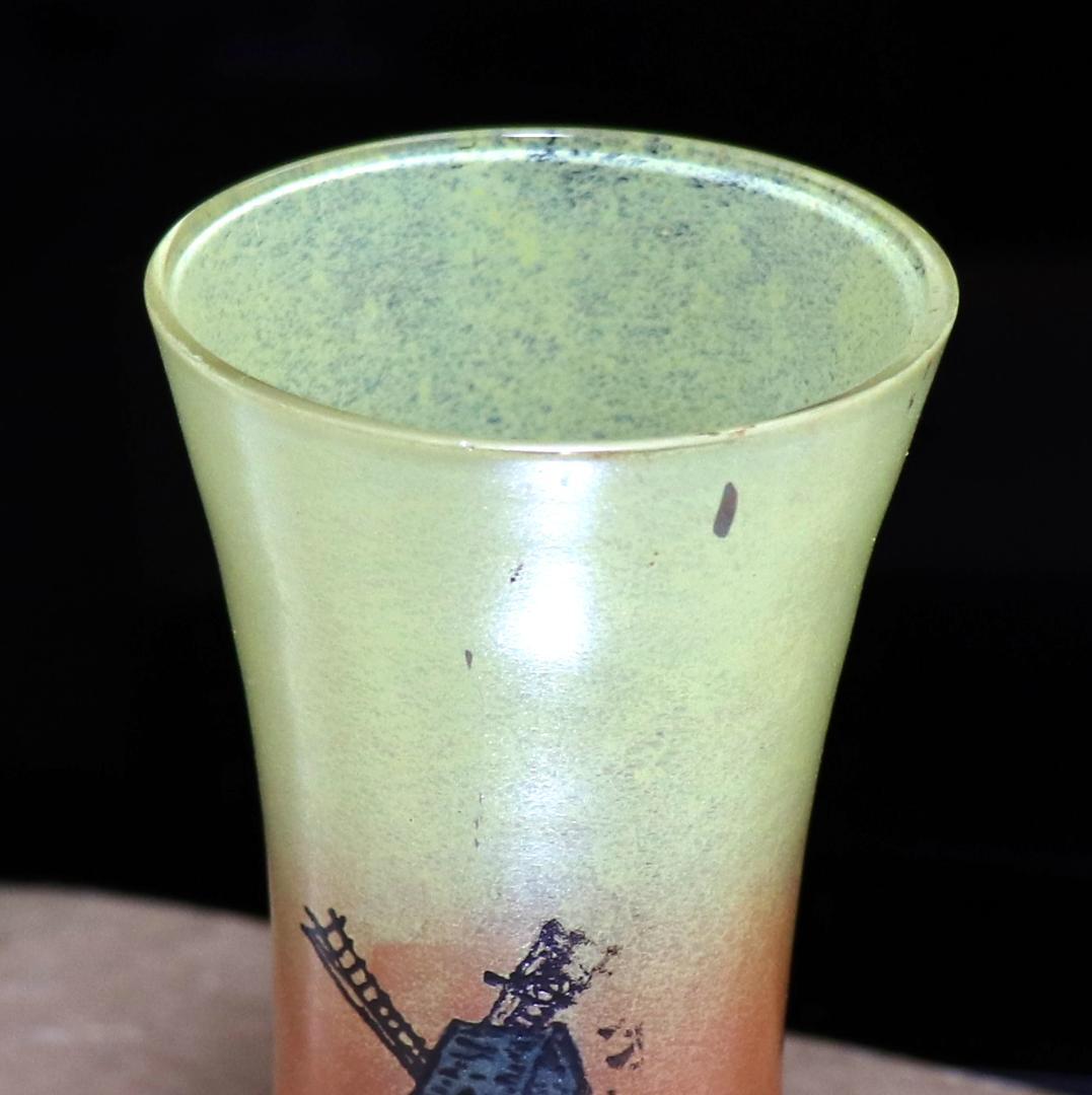 フランソワ・テオドール・ルグラ 1890年頃 レアサイズ 風車のある街 花瓶