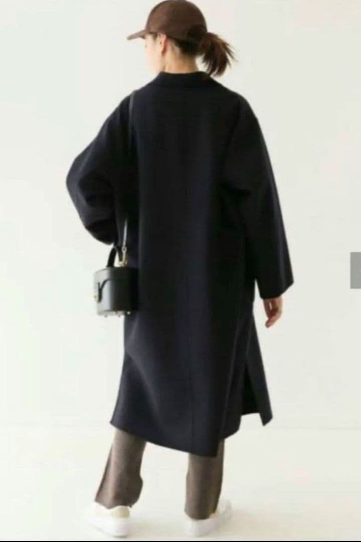 スローブイエナ　ハミルトン　ダブルフェイスウールチェスターコート　ネイビー