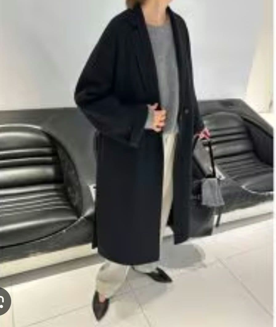 スローブイエナ　ハミルトン　ダブルフェイスウールチェスターコート　ネイビー