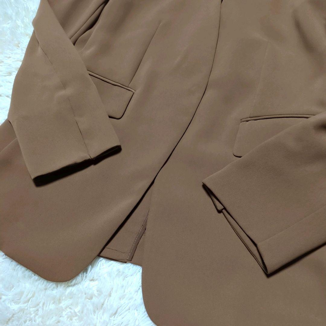 極美品！ROPE　ノーカラーパンツスーツセットアップ　M　ブラウン　ストレッチ