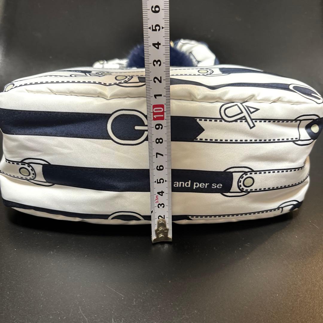 【新品未使用タグ付】and per se ファー付きストライプ柄バッグ