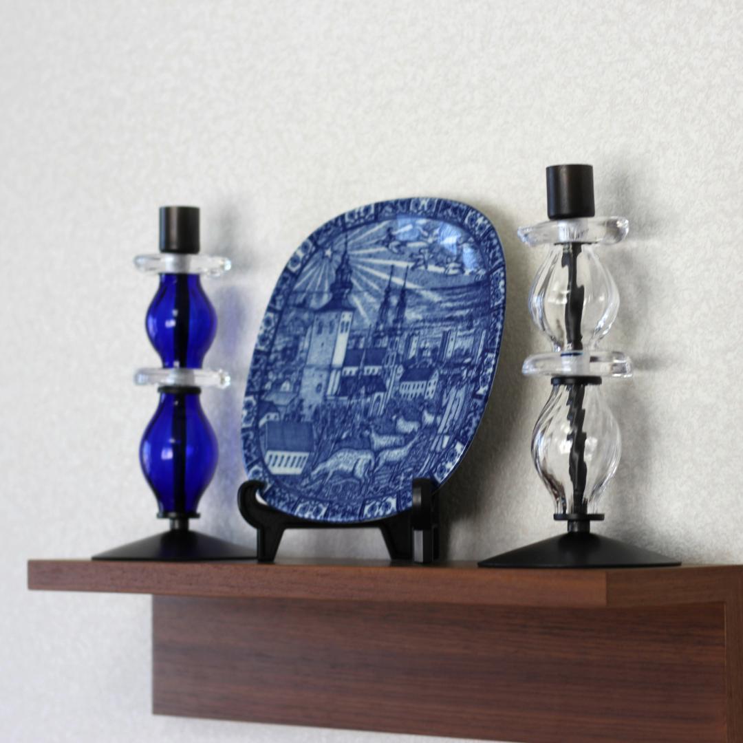 【美品・刻印】エリックホグラン　キャンドルスタンド オニオン型2段　クリア 02