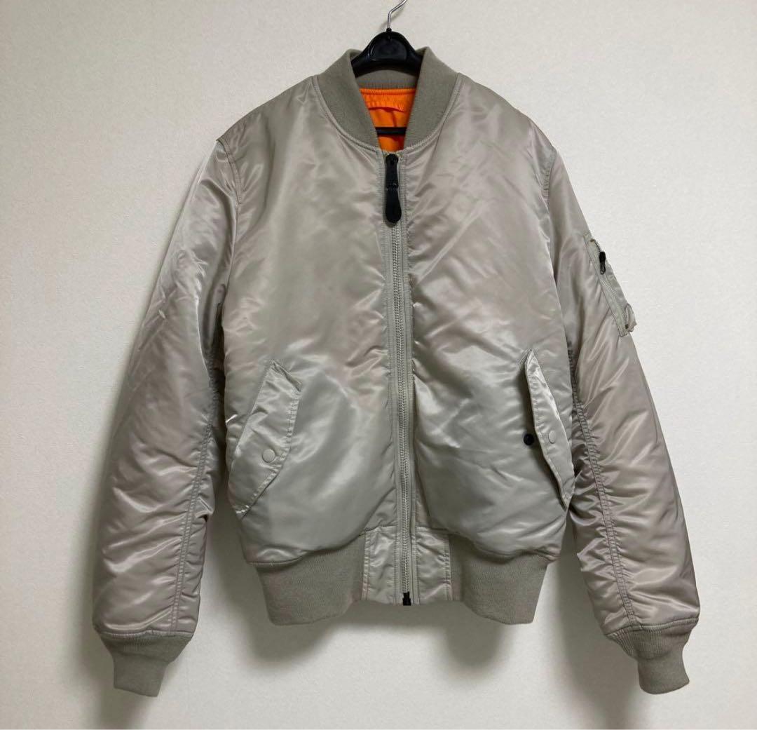 【極美品】ALPHA アルファ MA-1 フライトジャケット レア色 シルバーL