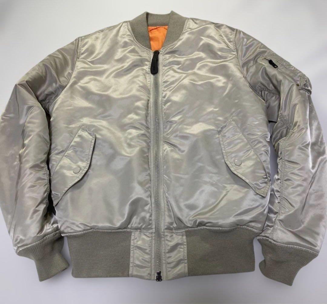 【極美品】ALPHA アルファ MA-1 フライトジャケット レア色 シルバーL