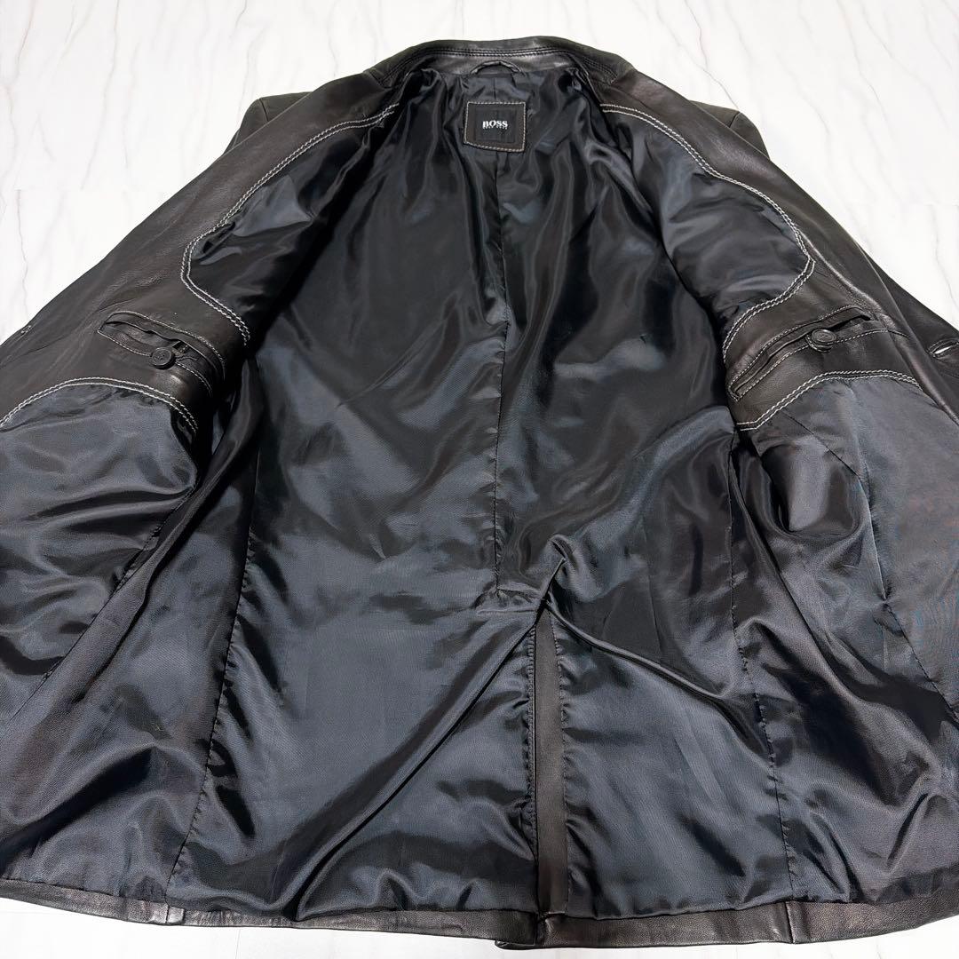 HUGO BOSS レザージャケット 羊革 ラムレザー ブラック 52 XL