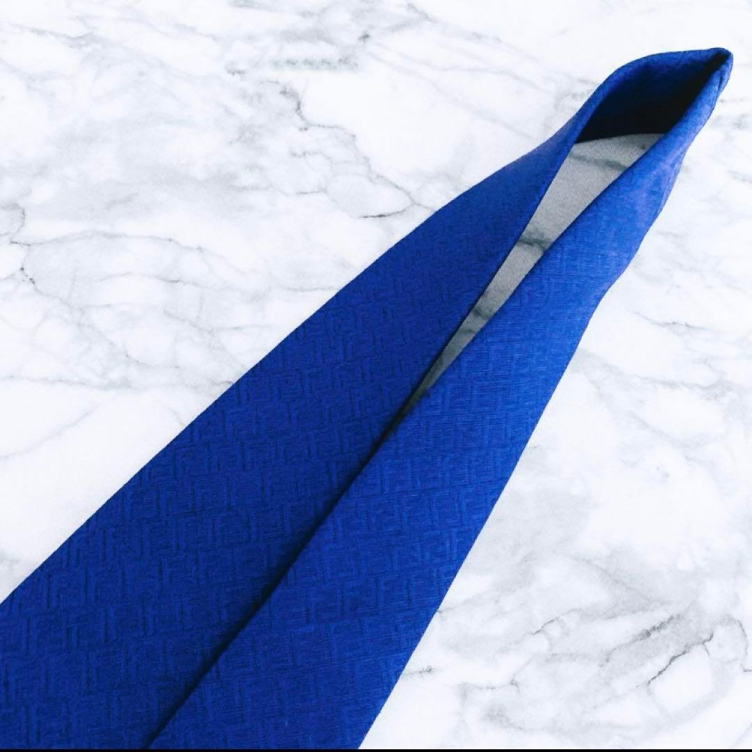 ✨未使用タグ付き✨フェンディ　ズッカ柄　ズッキーニ　マリンブルー　ネクタイ