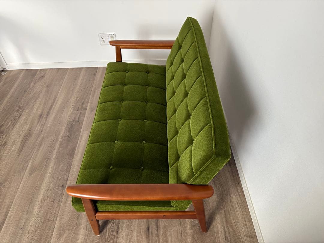 【美品・送料込み】カリモク60　Kチェア2シーター　モケットグリーン