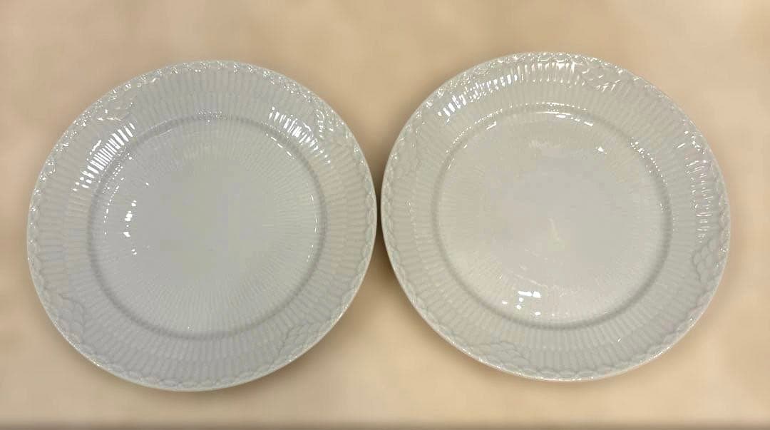 ロイヤルコペンハーゲンホワイトフルーテッド ハーフレース プレート19cm 4枚