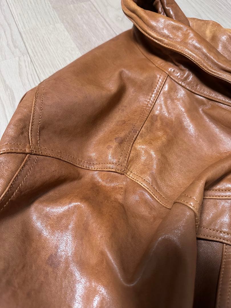 BURBERRY BLACK LABEL 襟付きシングルライダース 革ジャン