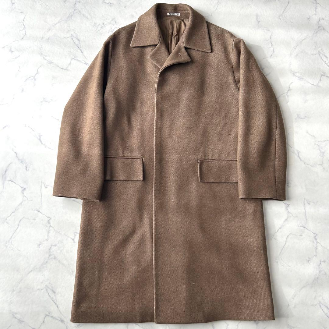 美品✨　オーラリー　メルトンウール　シルク　ステンカラーコート　スーパー140s