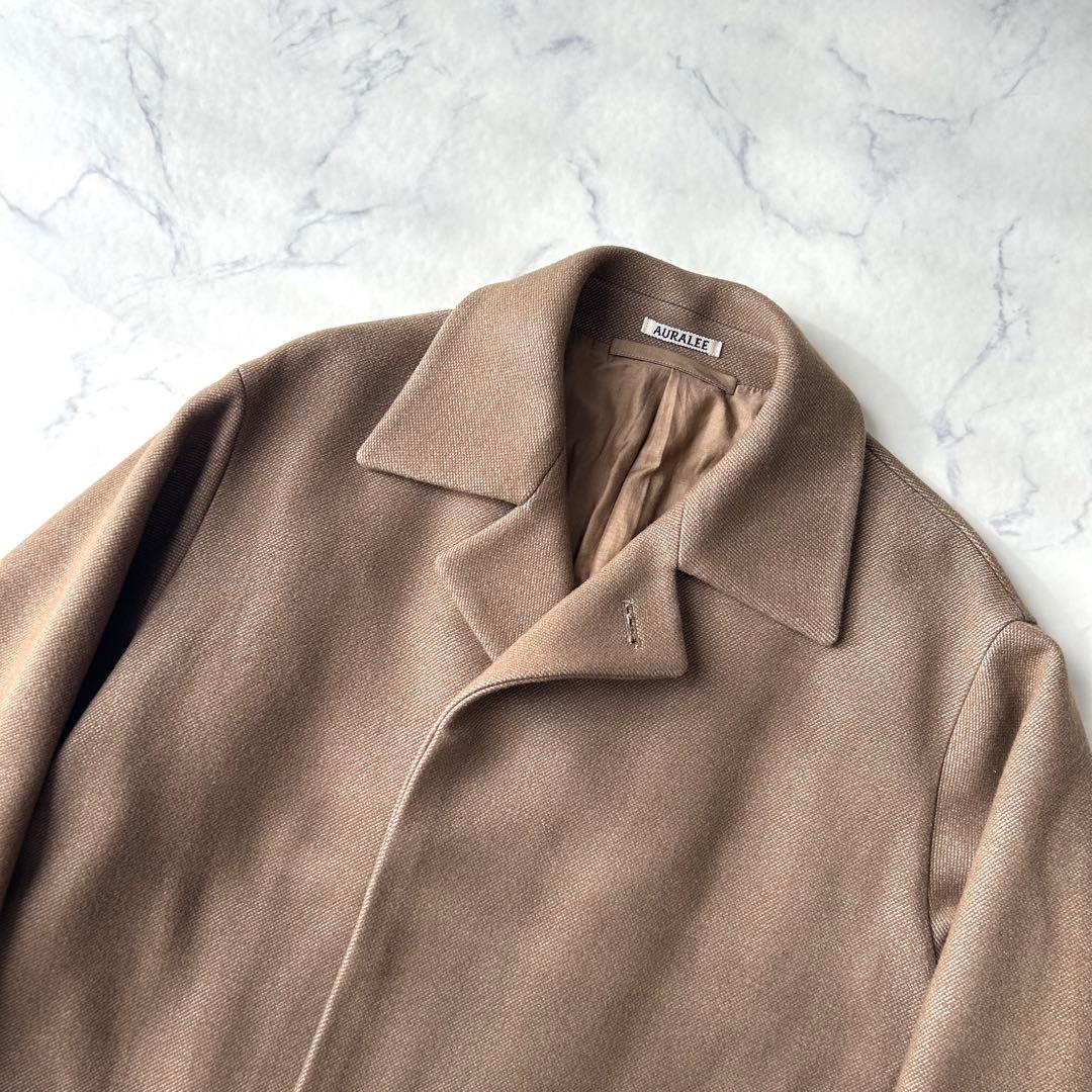 美品✨　オーラリー　メルトンウール　シルク　ステンカラーコート　スーパー140s
