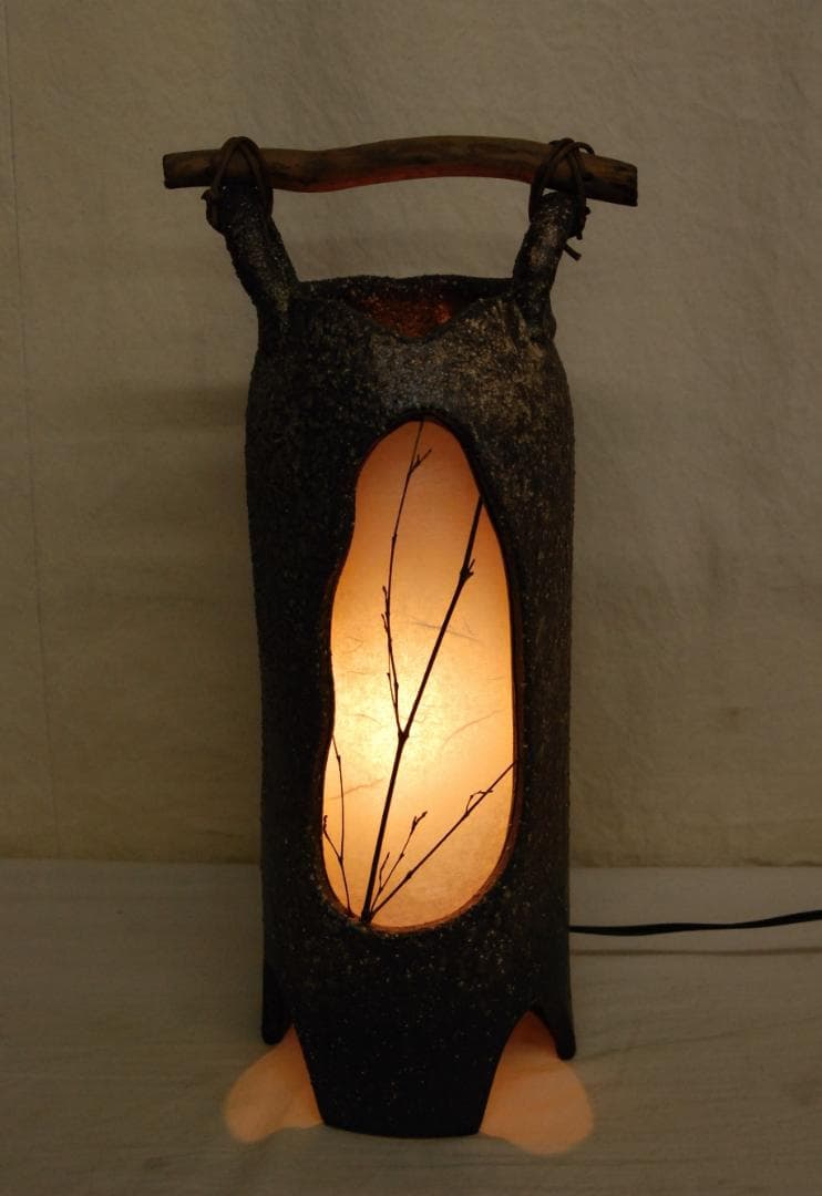 (有) ヤマタツ陶業 信楽焼 陶器 へちもん 手桶あかり 屋内灯 ライト 照明