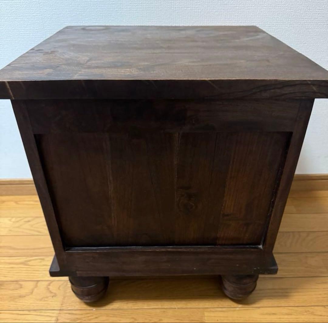 昭和レトロ　ヴィンテージ　木製小物入れ　花柄彫刻