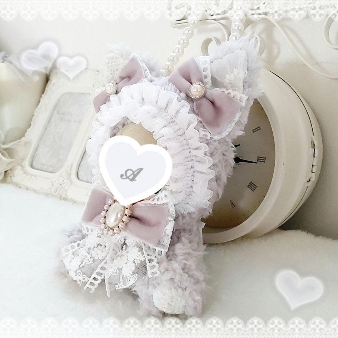 11〜12cmぬい服 薄紫のお座り猫ちゃん着ぐるみ にとたん ちびぐるみサイズ