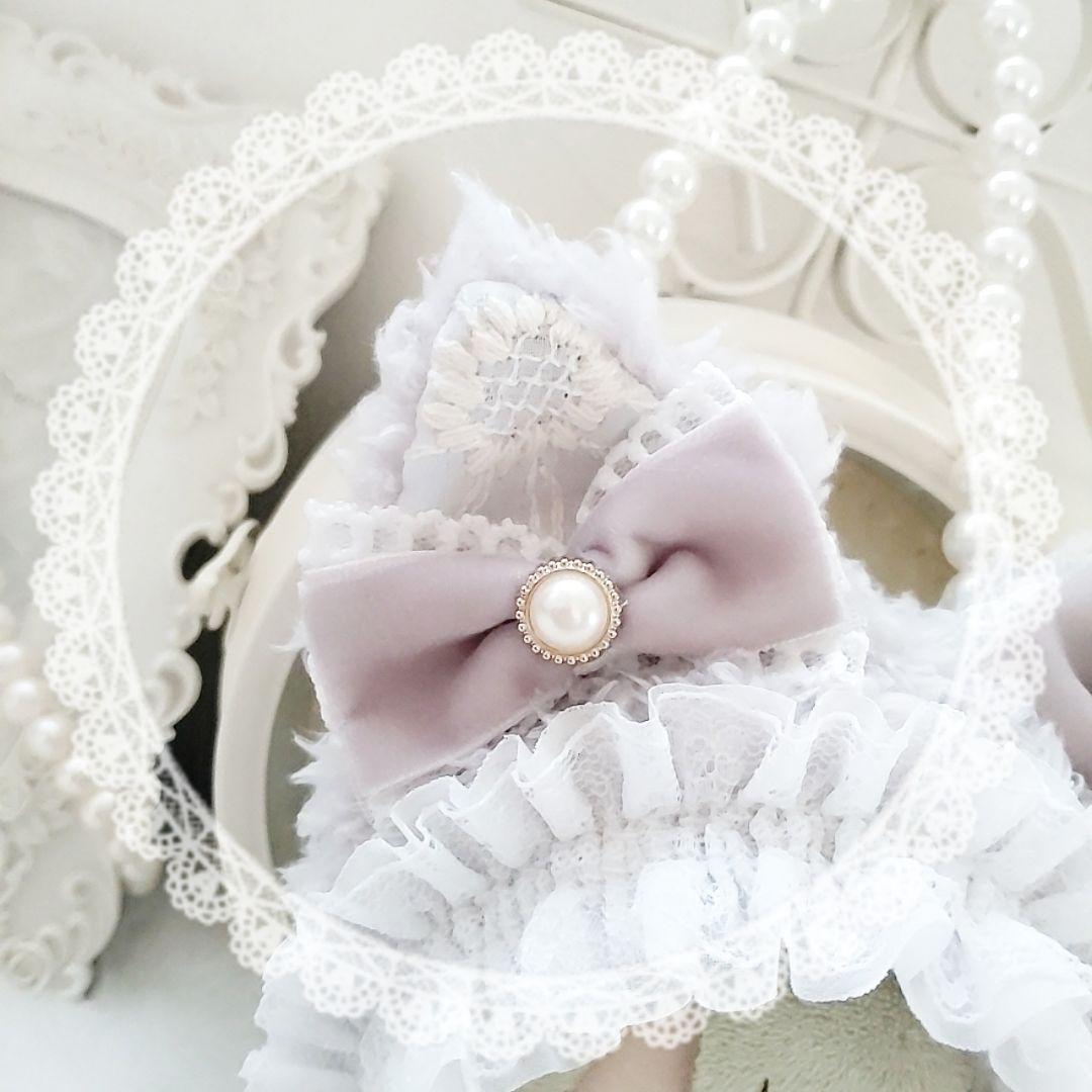 11〜12cmぬい服 薄紫のお座り猫ちゃん着ぐるみ にとたん ちびぐるみサイズ