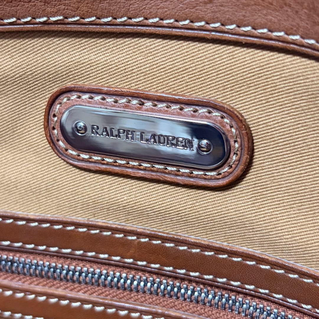 ラルフローレン キャンバス×レザー タッセル トートバッグ ブラック