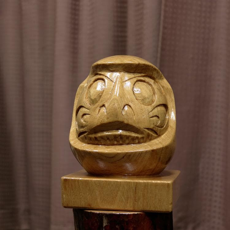 木製置物だるま一刀彫手作りDIY桐材darumaインテリア　手作り　DIY木彫り