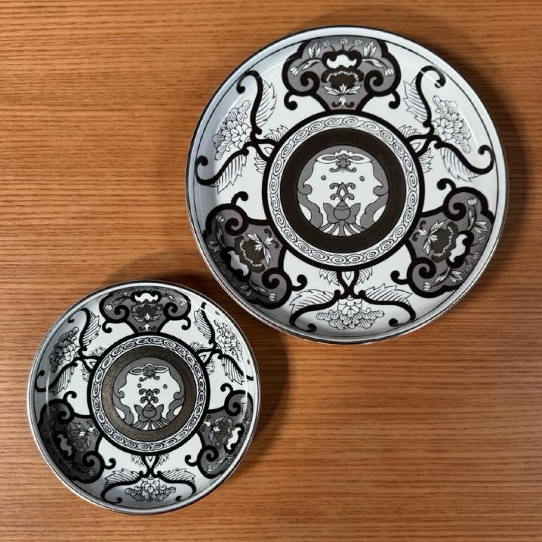 JAPAN  古伊万里草花紋 プラチナ 銘々皿 19cm和皿セット☆