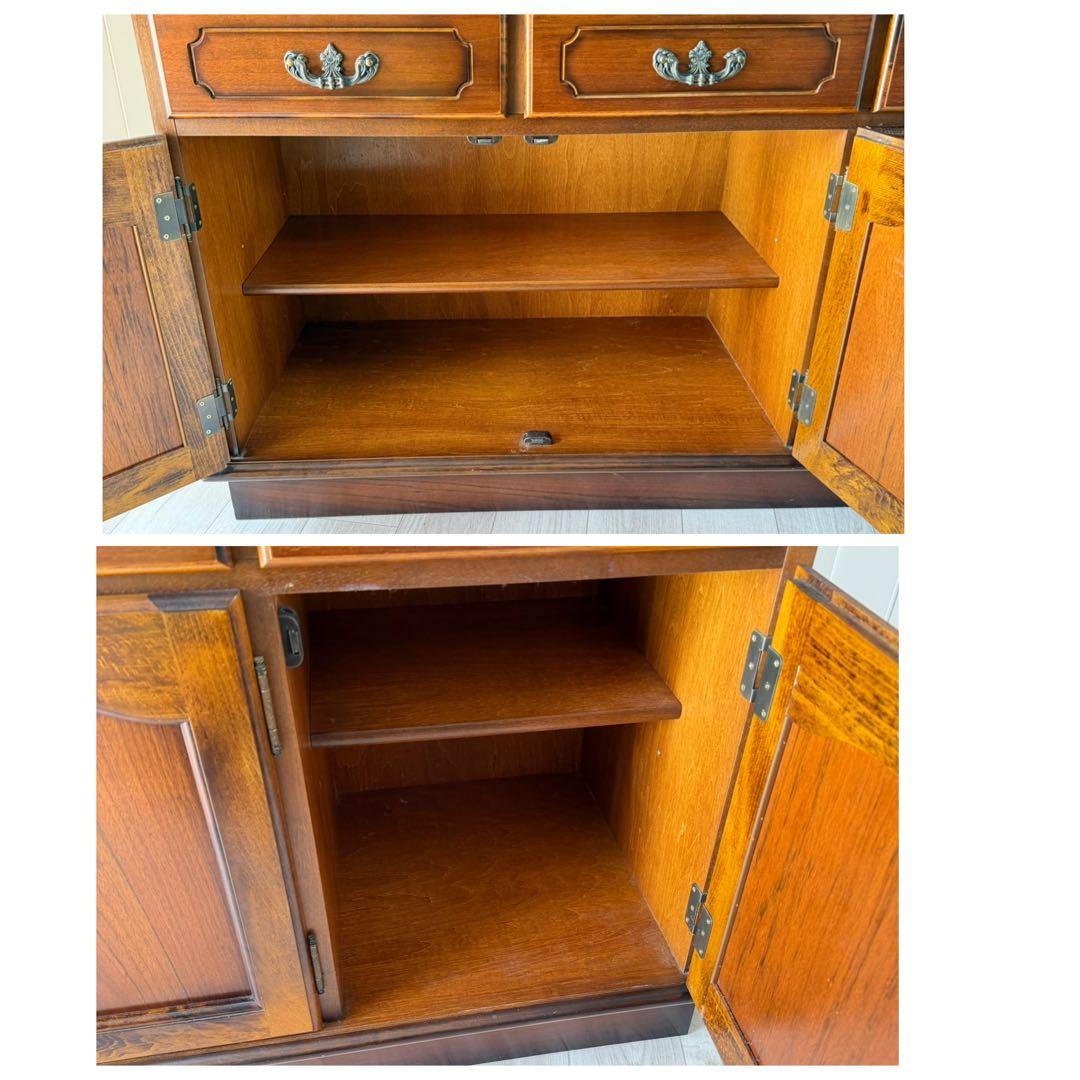 カリモク家具 コロニアルシリーズ 食器棚 キッチンボード ガラス棚 アンティーク