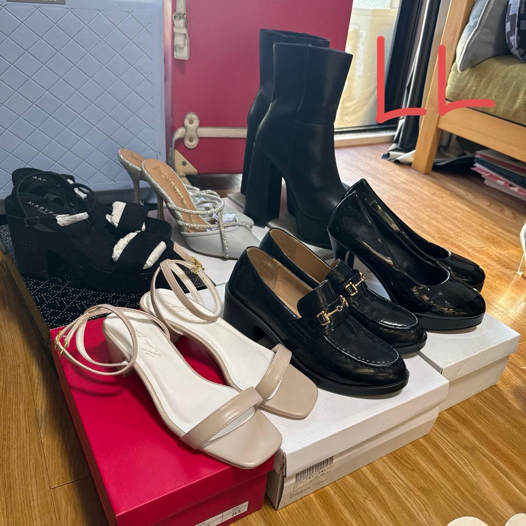 ブラック オープントゥ ハイヒール　美品/まとめ売り