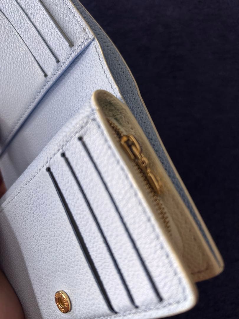 ルイヴィトン クレア ホワイトブルー 二つ折り財布 モノグラム アンプラント