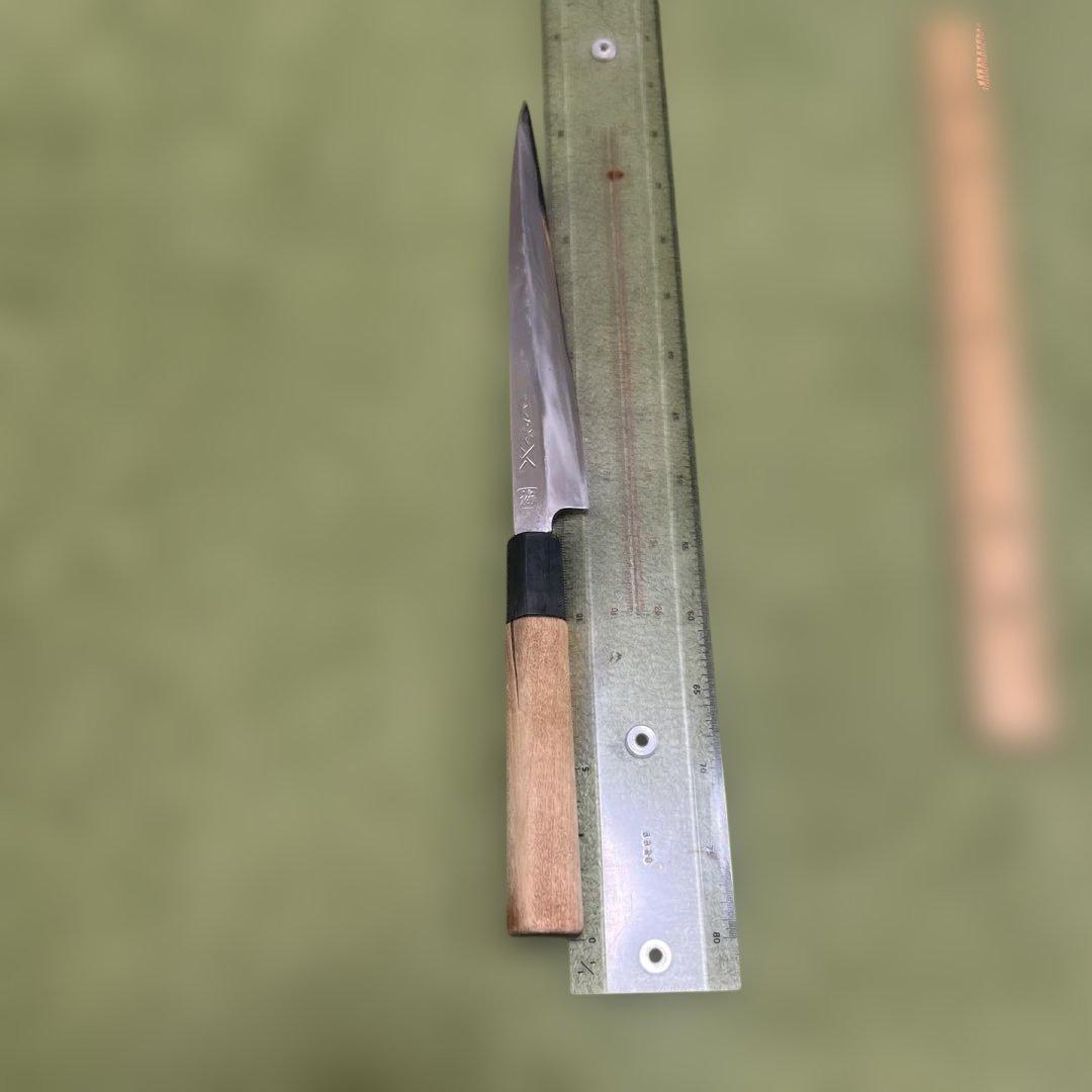 ステンレス 柳刃包丁 19.5cm 木製ハンドル 全長32.5cm