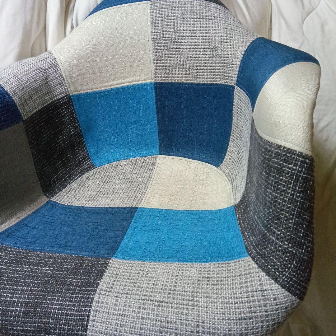 パッチワークデザイン ラウンジチェア 多色 青系