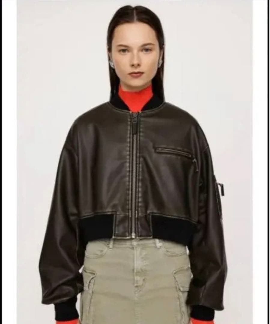 TNko! SLY VINTAGE F/LEATHER CROP ブルゾン