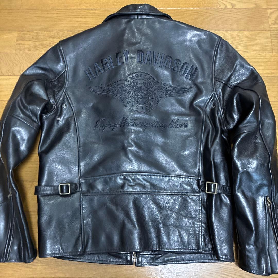 ハーレーダビッドソン ホースハイド シングルライダースジャケット M刺繍ブラック