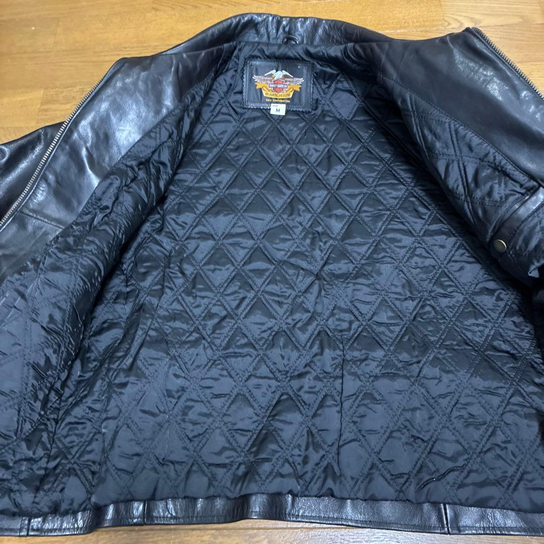 ハーレーダビッドソン ホースハイド シングルライダースジャケット M刺繍ブラック