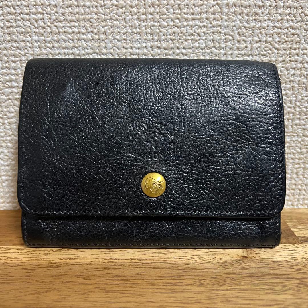 IL BISONTE イルビゾンテ 二つ折り財布 ブラック レザー 本革