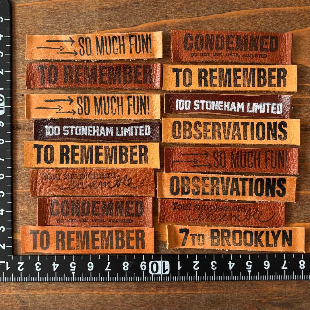 ビンテージ革タグ　レザータグ　細長タグセットブラウンキャメル系②870