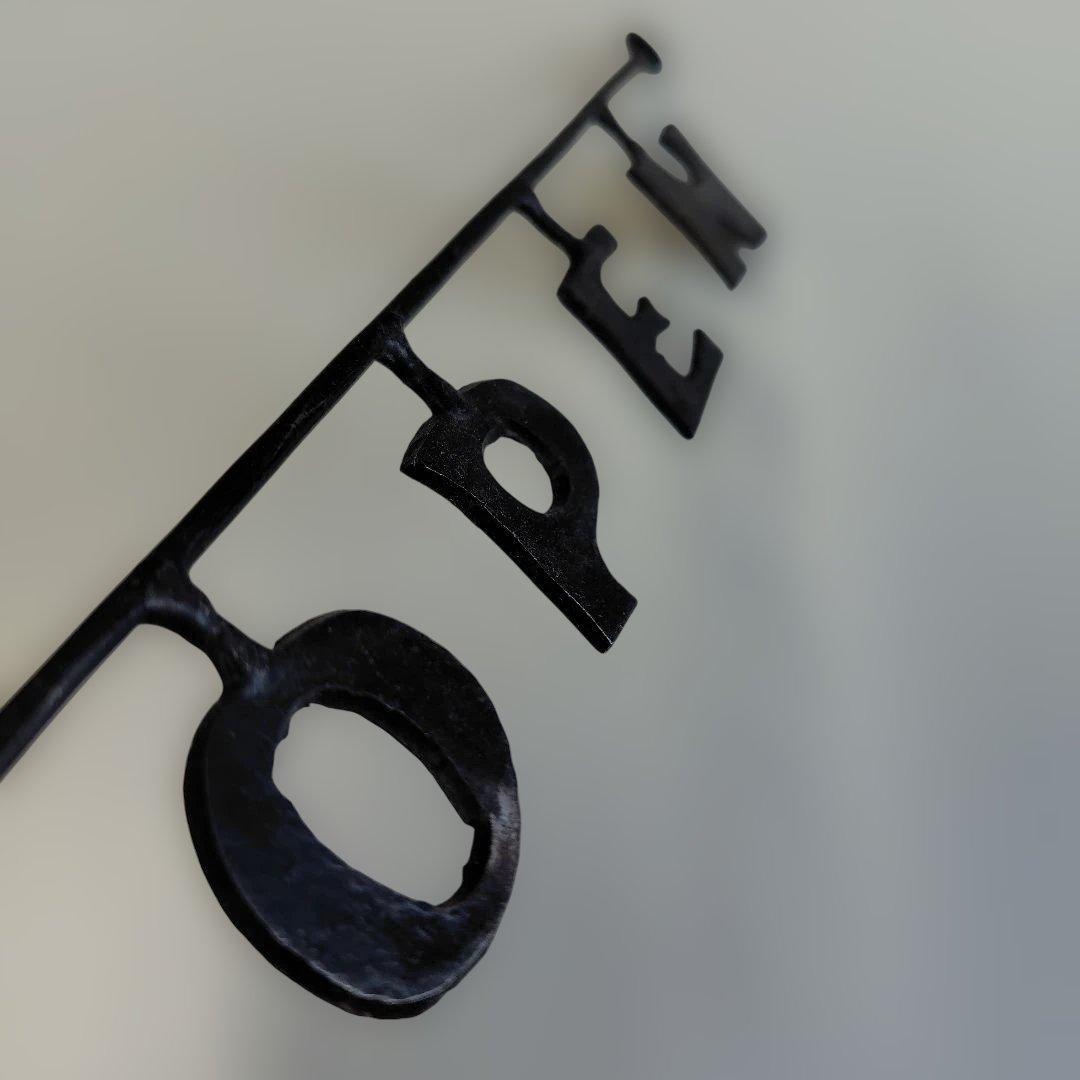 【ビンテージ風】OPEN CLOSE サインプレート 金属製 ブラック