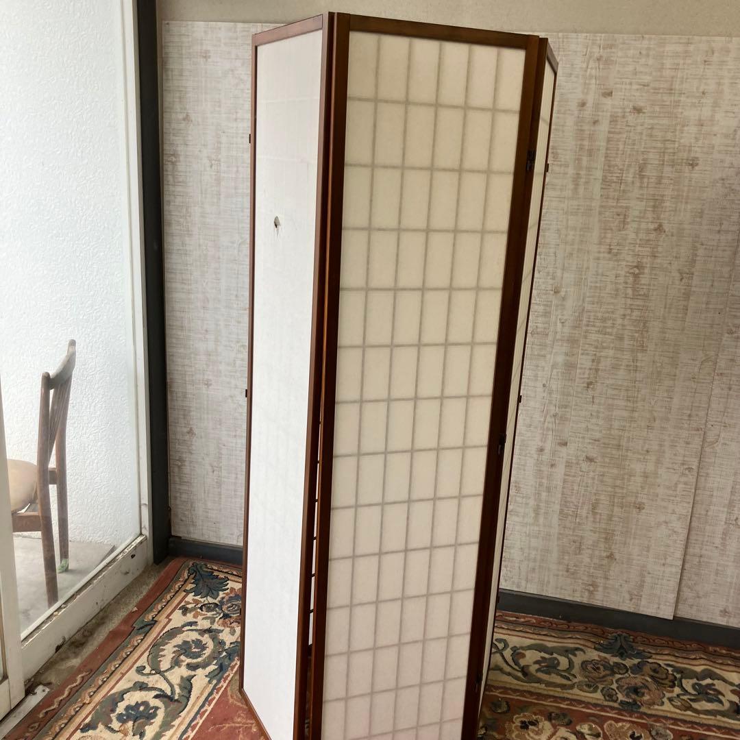 昭和レトロ 和モダン 木製 5連格子 障子パーテーション 間仕切り 仕切り 衝立