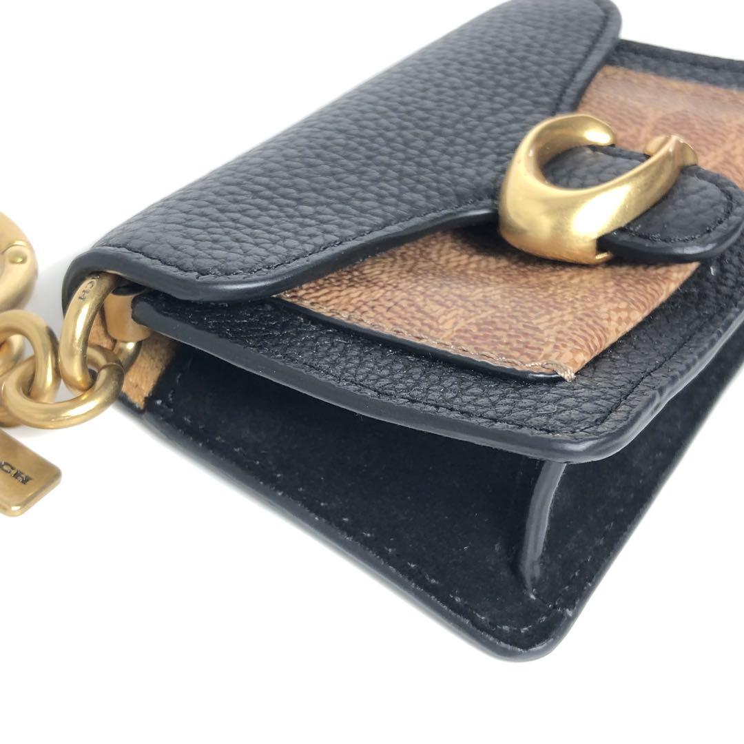 【美品】COACH コーチ キーホルダー チャーム ミニポーチ レザー ブラック