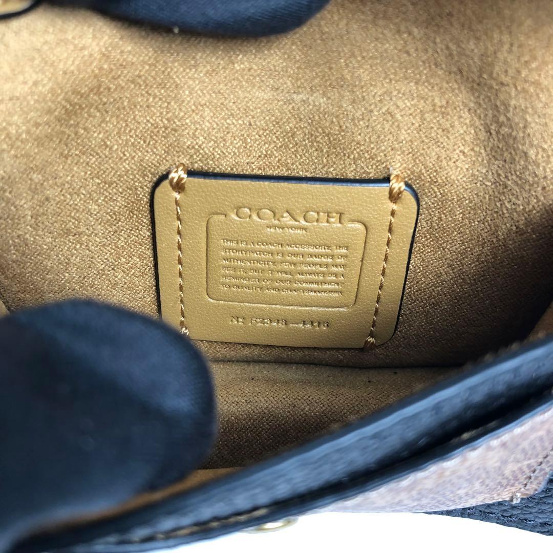 【美品】COACH コーチ キーホルダー チャーム ミニポーチ レザー ブラック