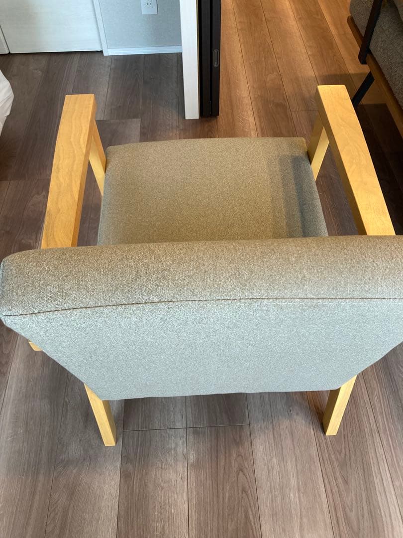 北欧木肘ソファ 1P グレー（取りに来てくださる方限定 東京都目黒区）