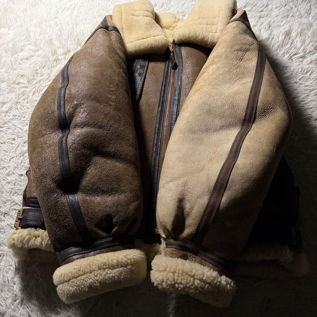 【米国製】AVIREXフライトジャケットB-3 ムートン　羊革　ブラウン　38