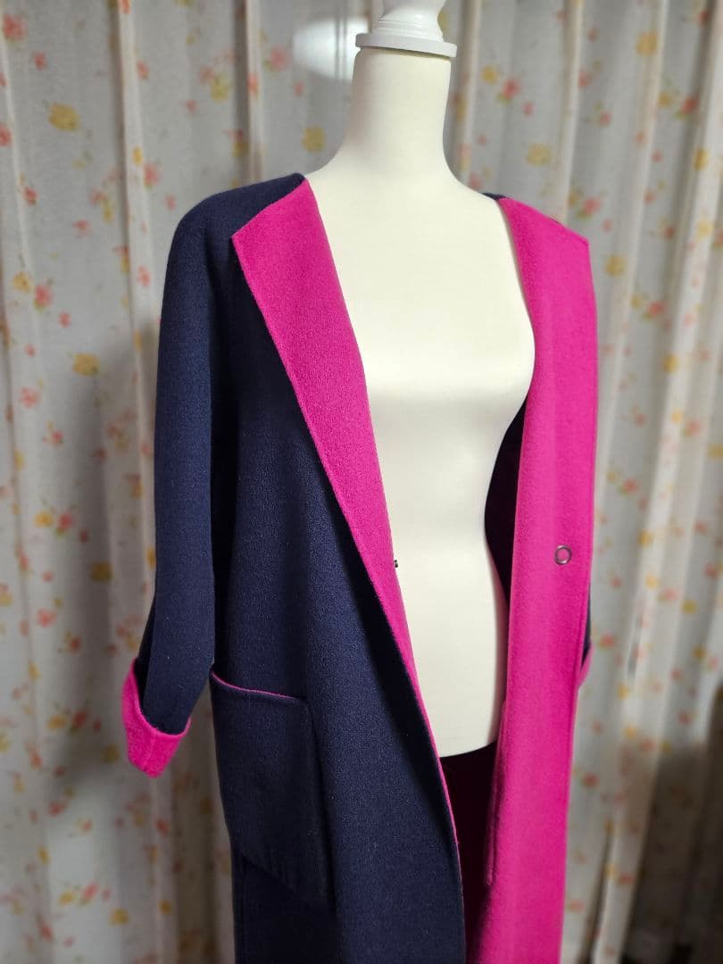 デミルクスビームス　ウール　リバーコート　リバーシブルロングコート　36美品