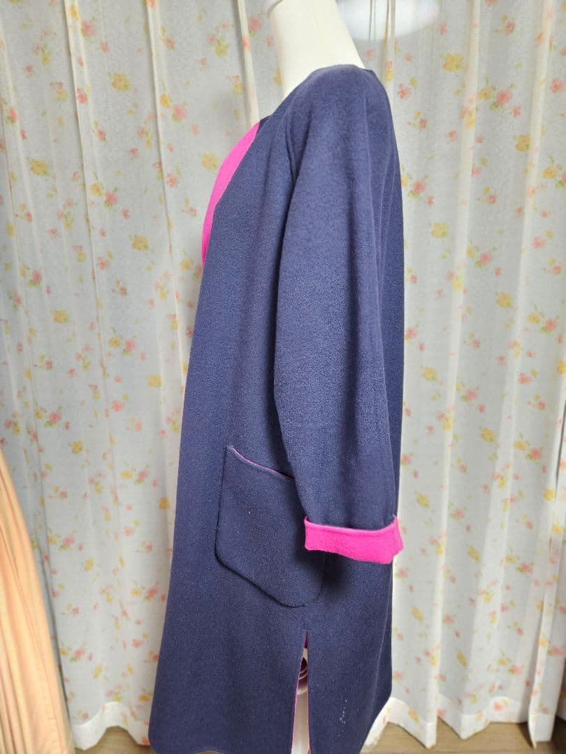 デミルクスビームス　ウール　リバーコート　リバーシブルロングコート　36美品