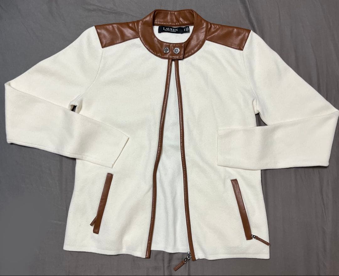 LAUREN RALPH LAUREN レザーニットファスナージャケット