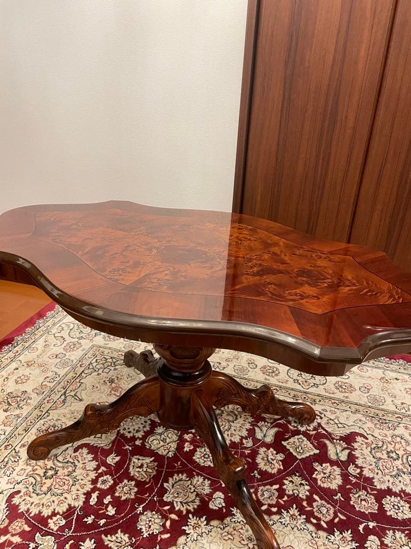 アンティーク　センターテーブル 象嵌テーブル　猫脚