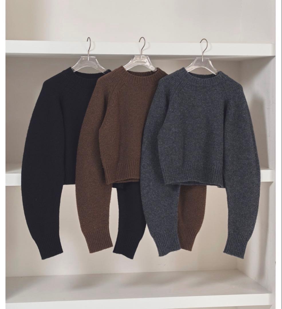 todayful Wool 100% Raglan Knit チャコールグレー