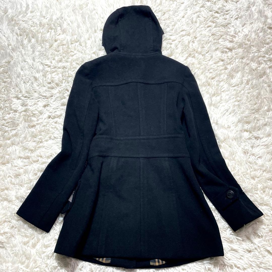 バーバリーブルーレーベル アンゴラ コート ブラック Aライン 38