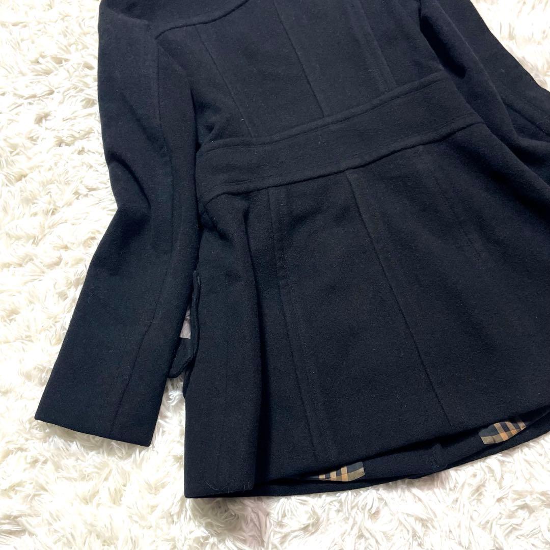 バーバリーブルーレーベル アンゴラ コート ブラック Aライン 38