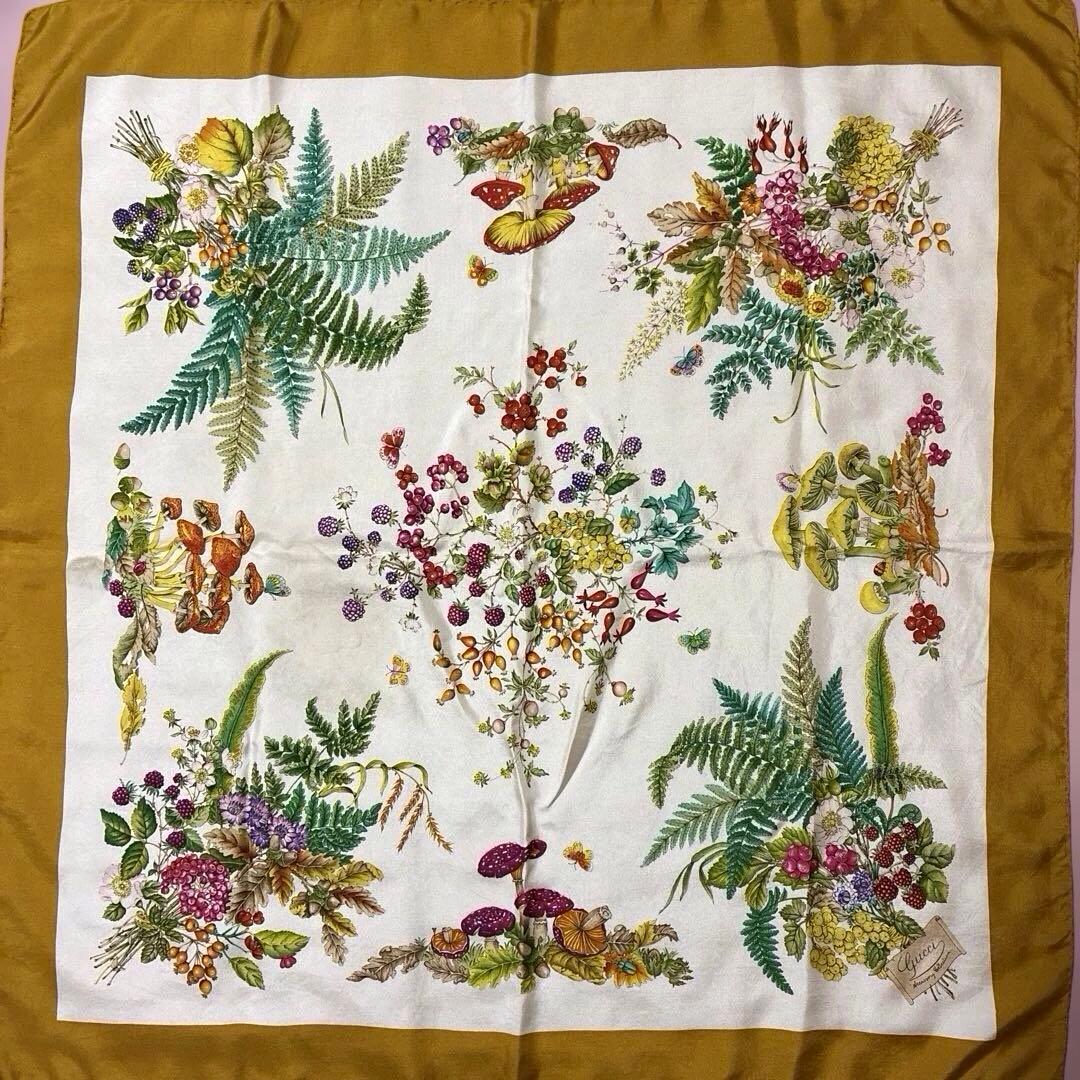 Gucci 花と植物　大判シルクスカーフ