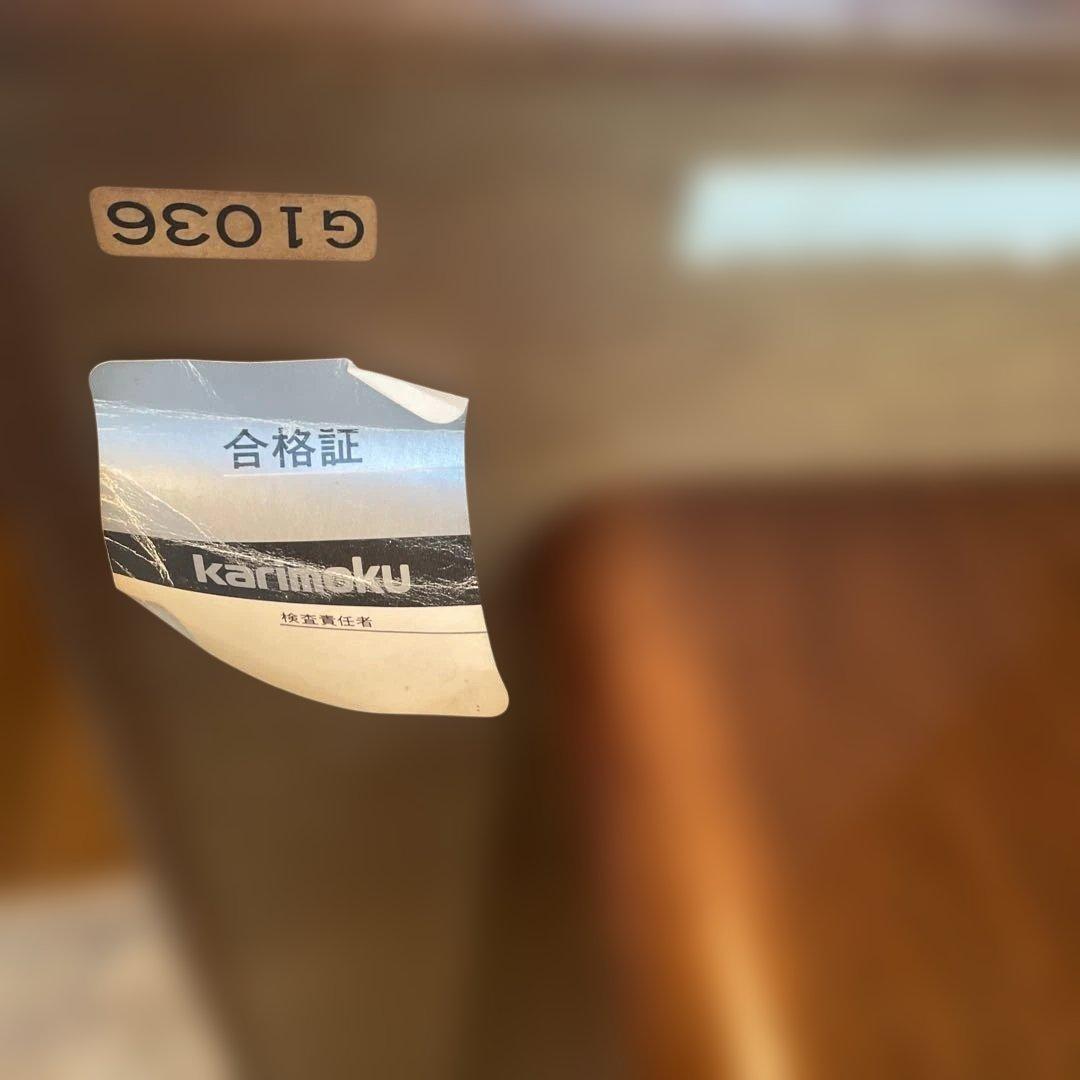 カリモク家具ダークブラウン木製正方形サイドテーブル