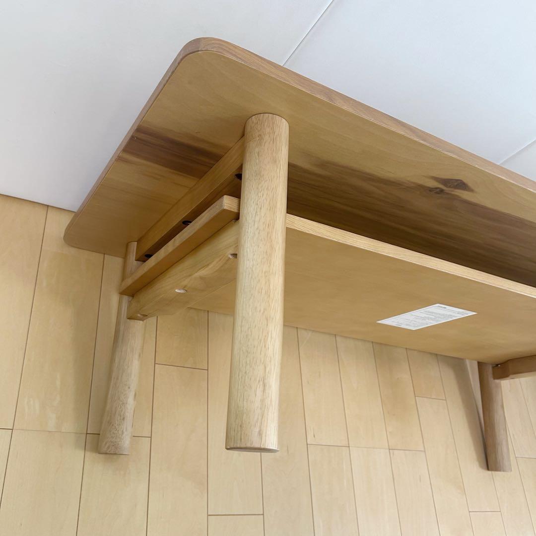 MUJI 無印良品　木製ローテーブル　オーク材　丸脚　収納付き　幅110 突板